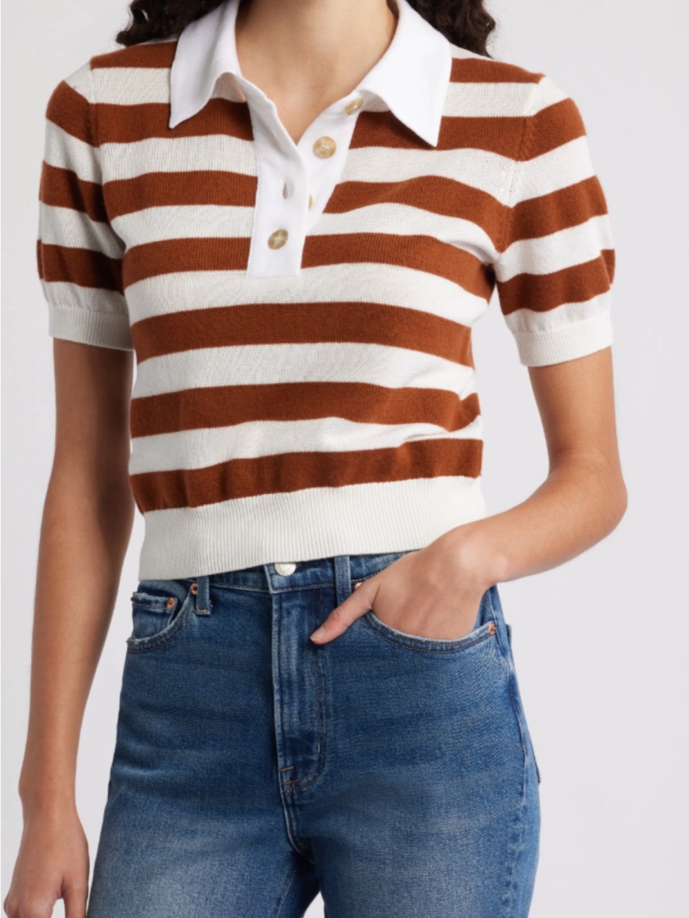 Frame Denim “The Bold Striped Polo” Top